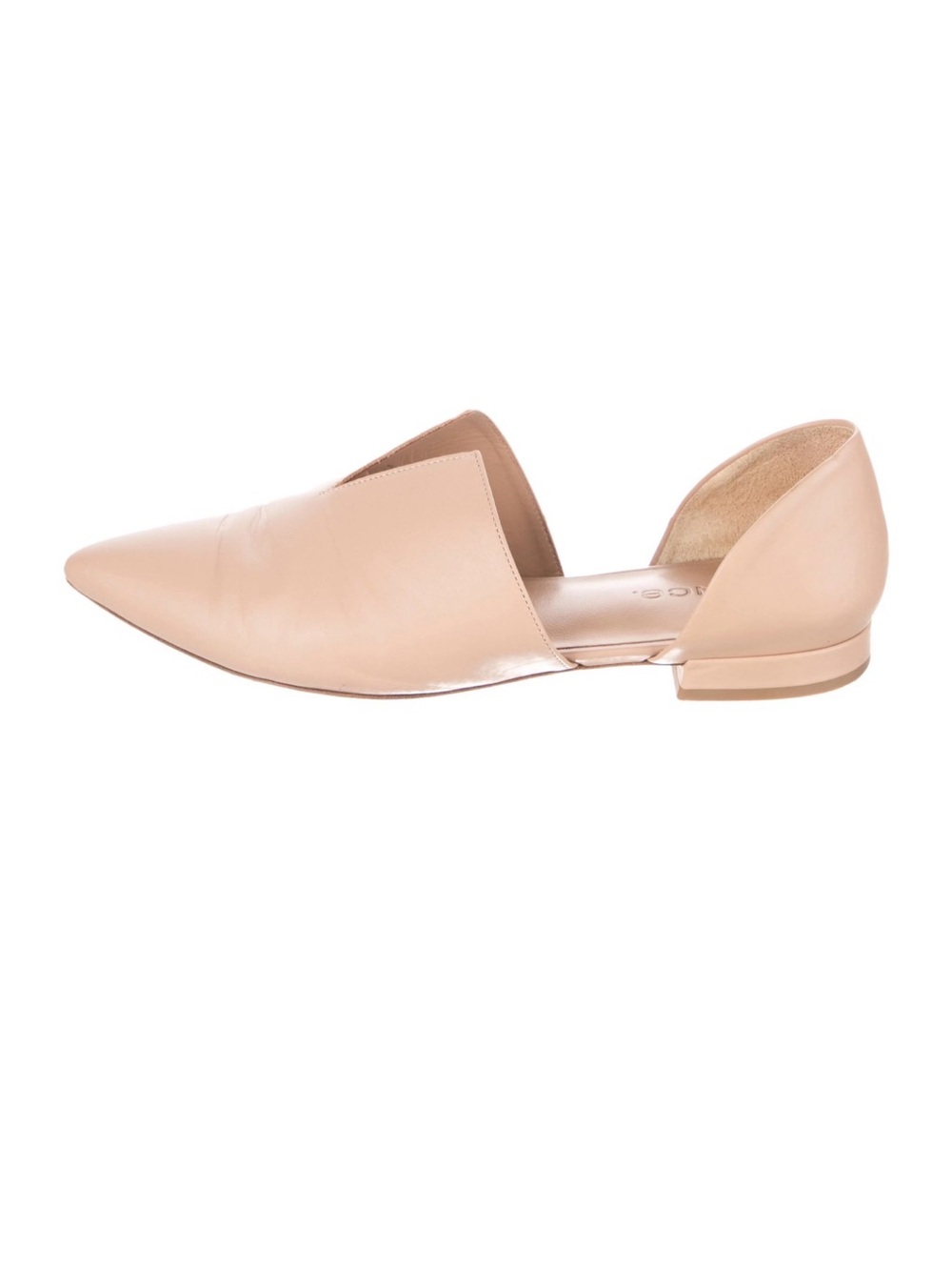 Vince D’Orsay Pointed Flat in Nude Beige Leather